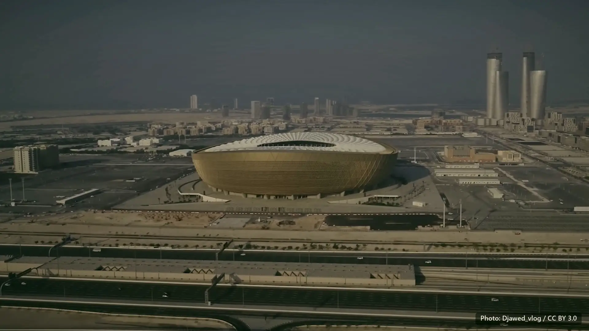 Lusail Stadium, Qatar, from the air.